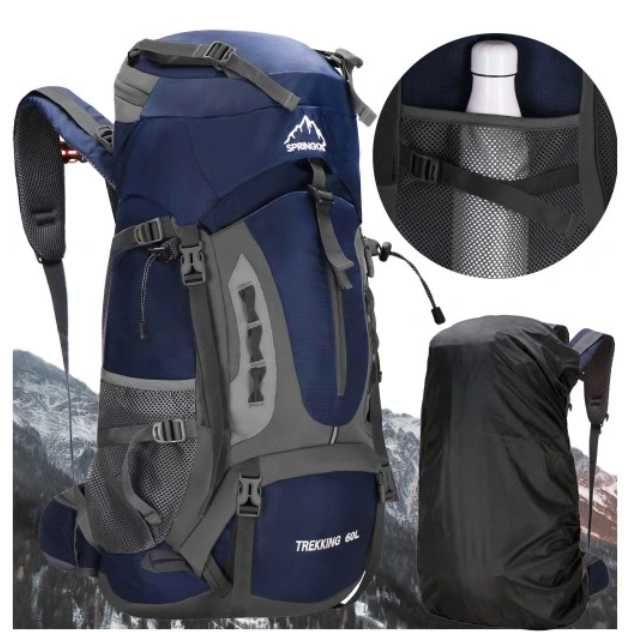 Plecak turystyczny trekkingowy 60L górski mocny z pokrowcem outdoor