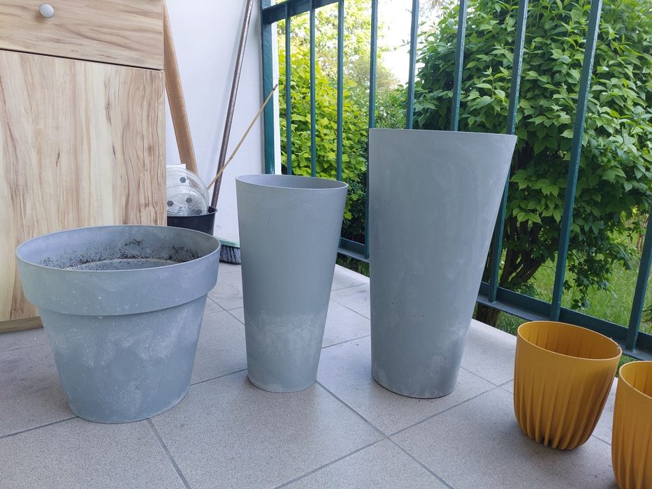 Doniczki osłonki, imitacja betonu, betonowe