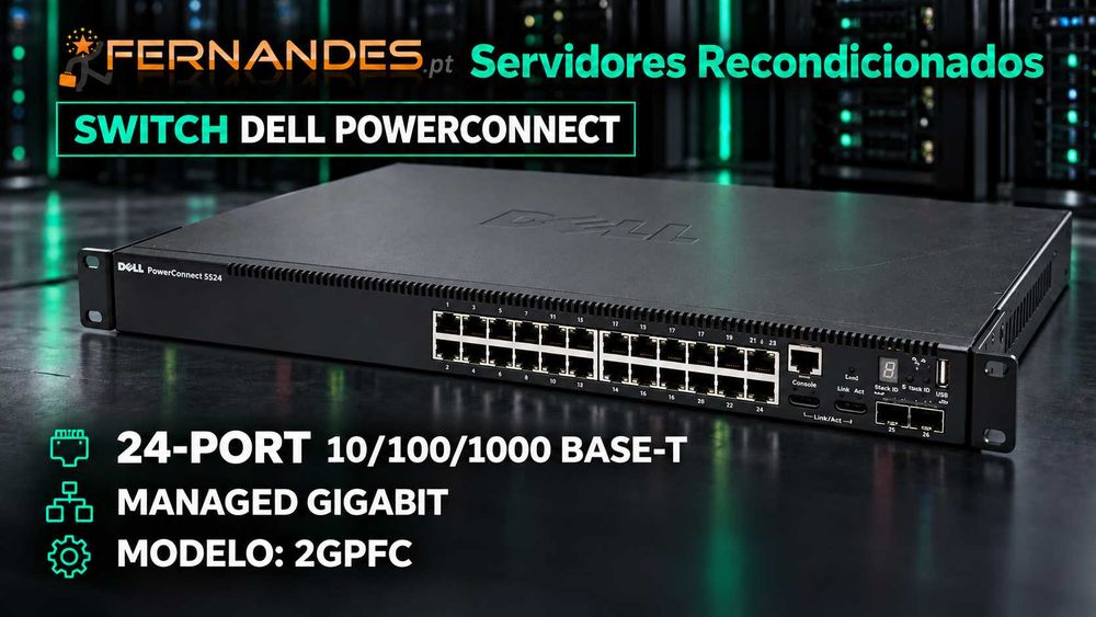 SWTICH DELL POWERCONNECT 24-PORT 10/100/1000 BASE-T MANAGED GIGABIT MODELO: 2GPFC