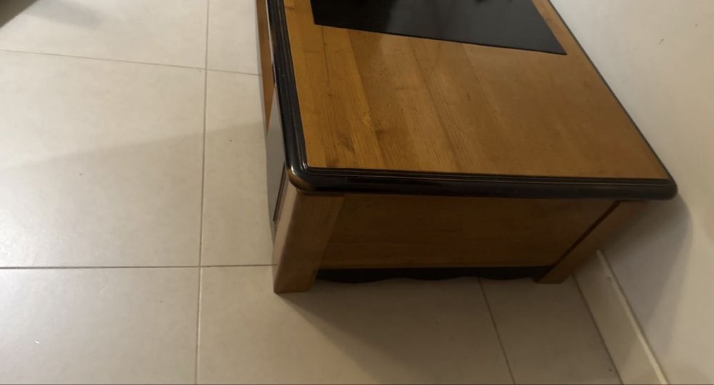 Mesa centro  100% madeira com 3 gavetas