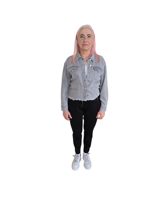 Kurtka damska jeansowa szara z kryształkami Dishe rozmiar L