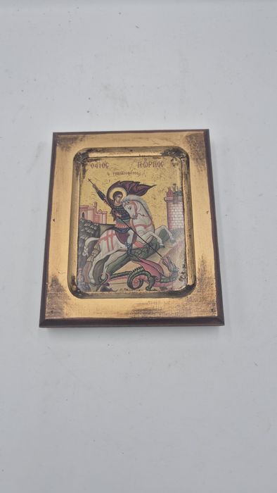 Piękna ikona bizantyjska vintage z certyfikatem T30