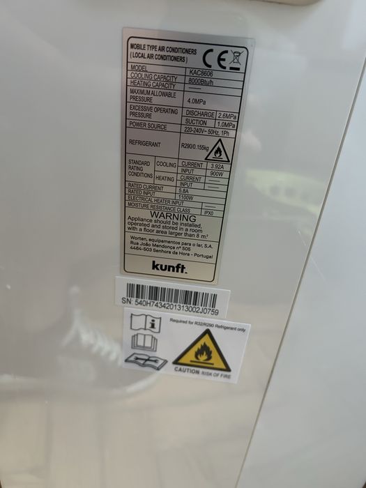 Ar Condicionado Portátil Kunft - 8000 BTU - KAC8606