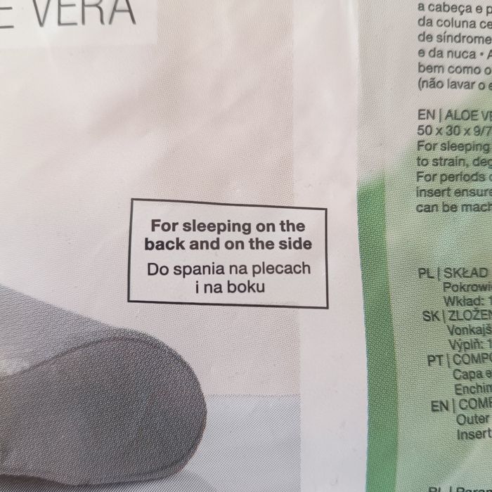 Nowa poduszka profilowa z dodatkiem aloe vera