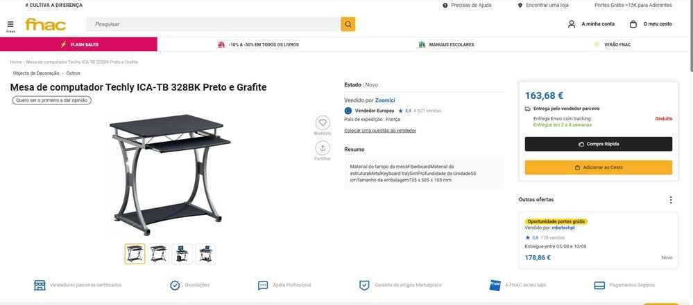 Techly Mesa compacta para PC com bandeja removível