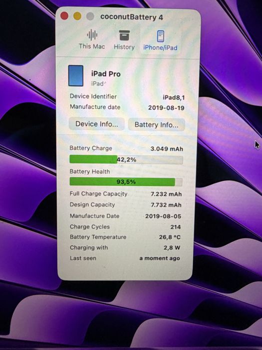 Bateria 94% iPad Pro 11” 1gen 64gb WiFi Silver + Apple Pencil 2gen