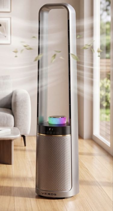 Wentylator Kolumnowy Cichy Wiatrak Bezłopatkowy VEXOS ONE+4KOLORY LED PILOT