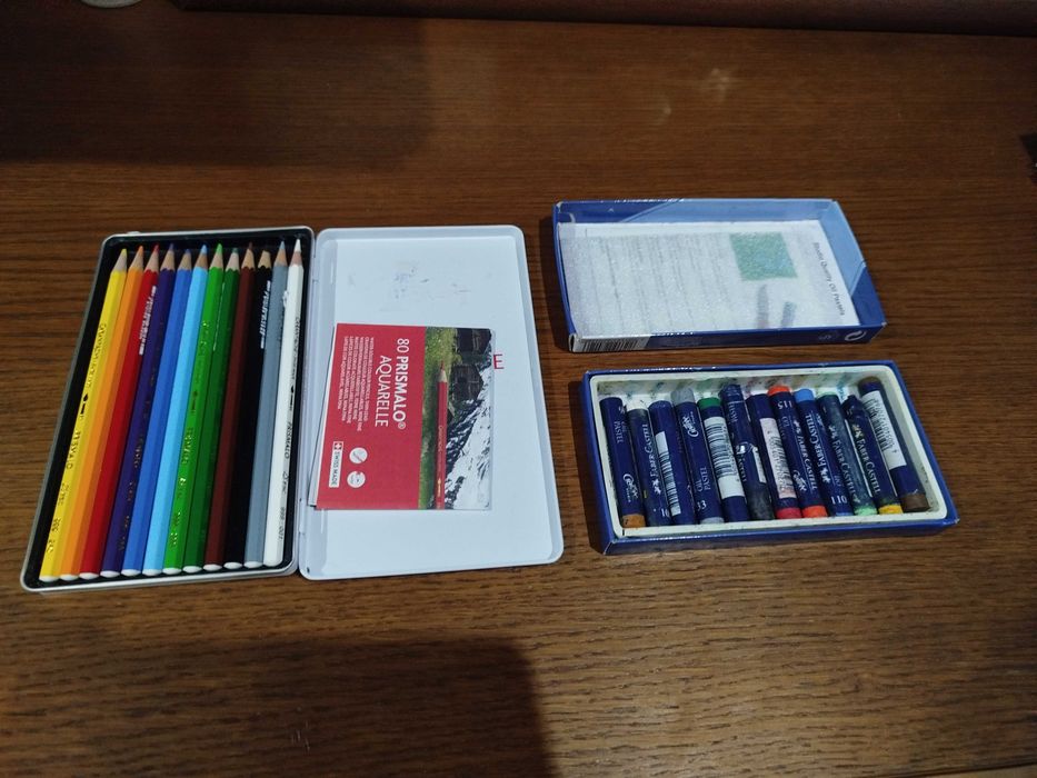 Conjunto Lapís cor Aquarelle Caran D'Ache + Pastel óleo Faber-Castell