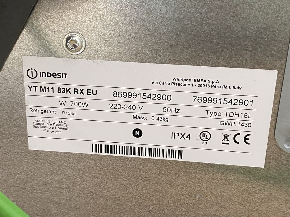 Máquina de Secar Roupa Indesit YT M11 83K RX EU — 8 kg — Bomba de Calor — AVARIADA