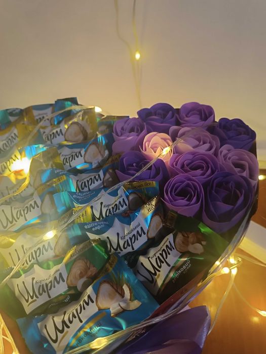 Букет із солодощів. Солодкий букет, Букет ручної роботи.