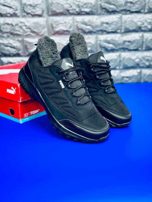 Мужские термо кроссовки puma черные Gore Tex непромокаемые красовки