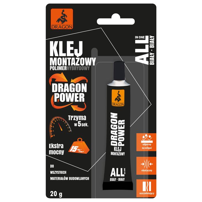 DRAGON Klej Montażowy Polimer Hybrydowy POWER 20g Biały