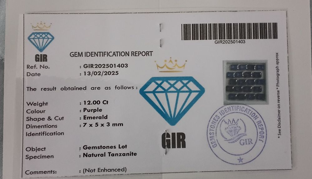 Tanzanite Roxa c corte Esmeralda 7x5mm  c Certificado