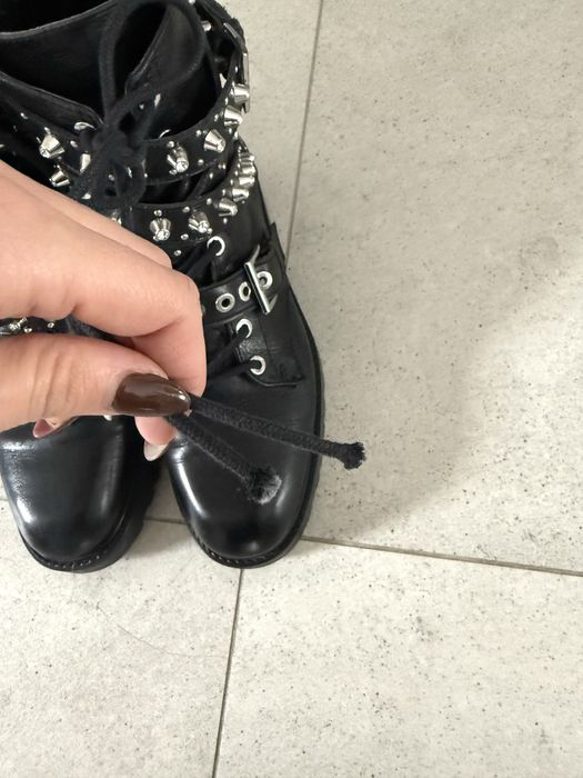 Botki Zara boots workery skórzane skóra naturalna ćwieki 37