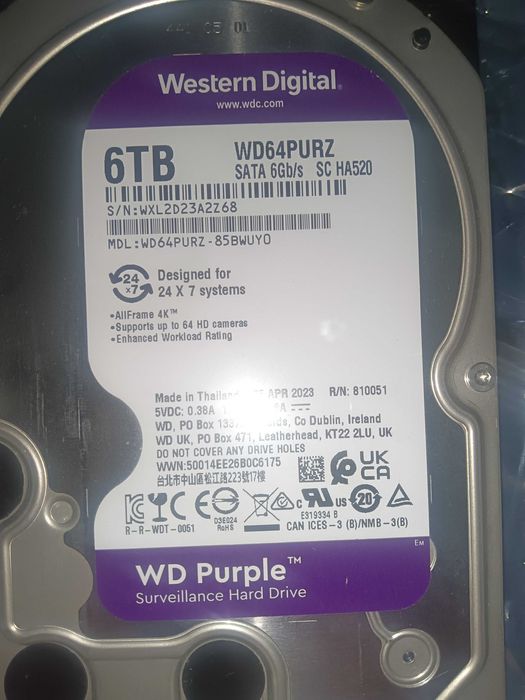 Disco WD Purple WD64PURZ 6TB vigilância 3.5" SATA 6Gb