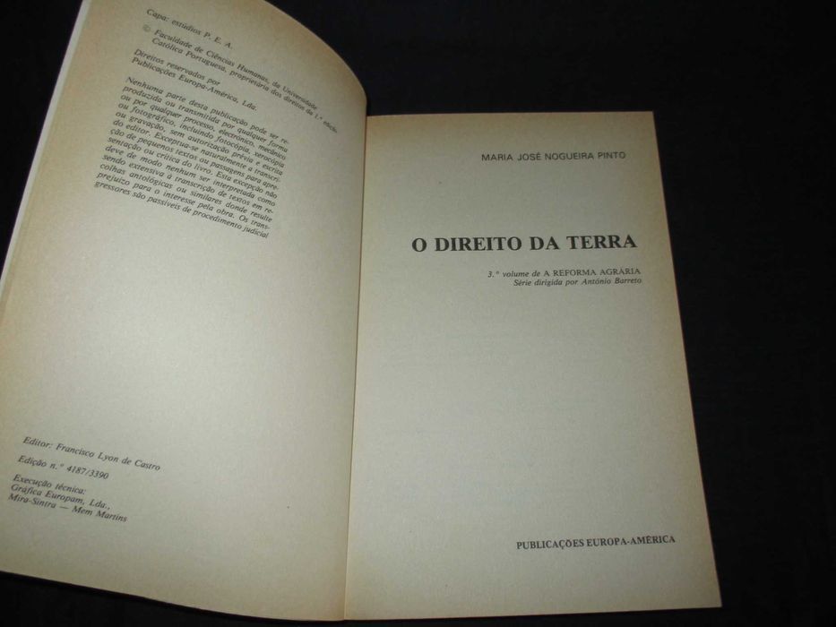 Livro O Direito da Terra Maria José Nogueira Pinto