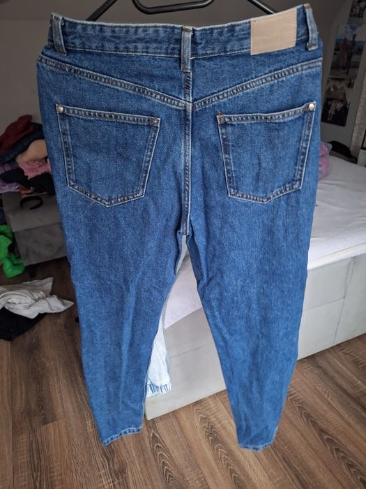 Granatowe jeansy denim.mom fit s 36 stan bdb