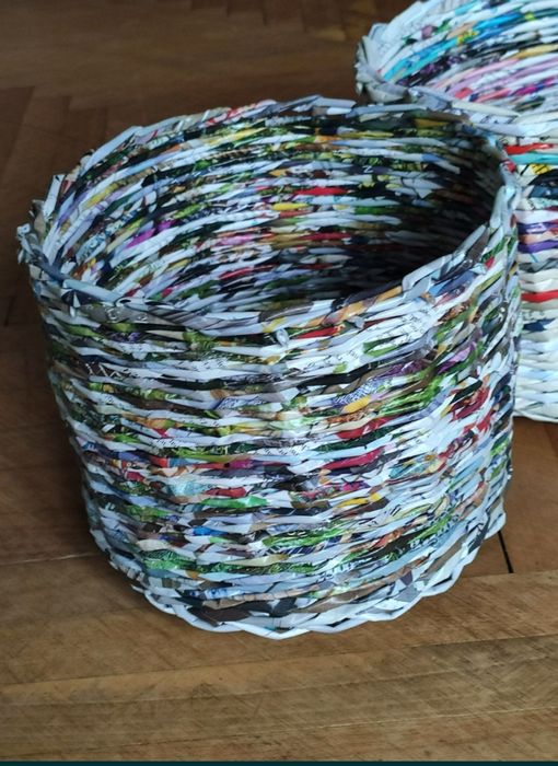 Papierowa wiklina, koszyk handmade, papierowa osłonka