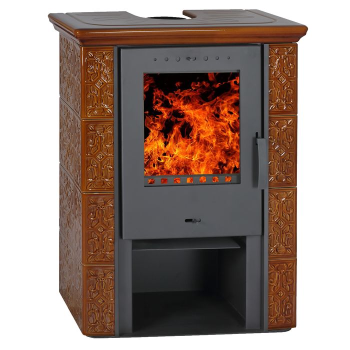 Piecyk kominek z kafli na drewno FLAMA Jasmin Honey 6kW