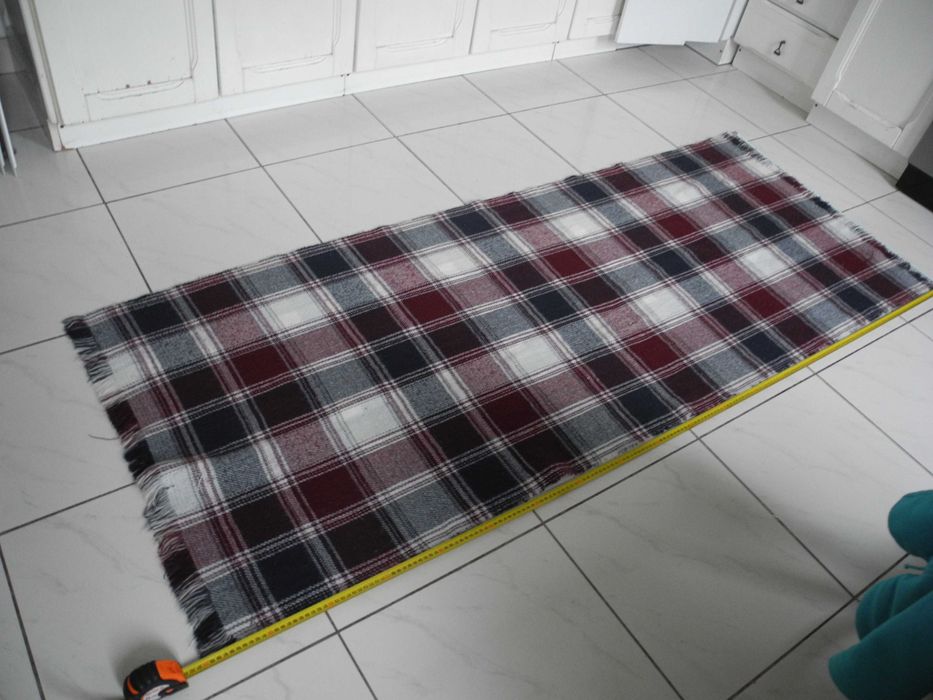 Szal w kratę bordo 80x200cm