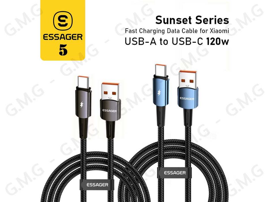 Кабель ESSAGER Sunset USB-C to USB-С 100W Fast Charging Data Cable