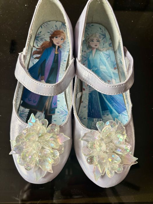 Perłowe pantofelki biżuteryjny świecący obcas. Led Elza, Elsa , Frozen