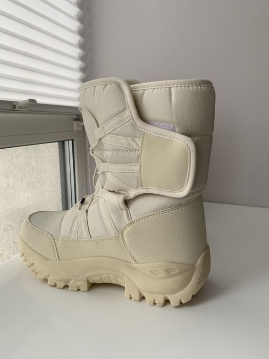 Сапоги білі айворі лижні зимові теплі