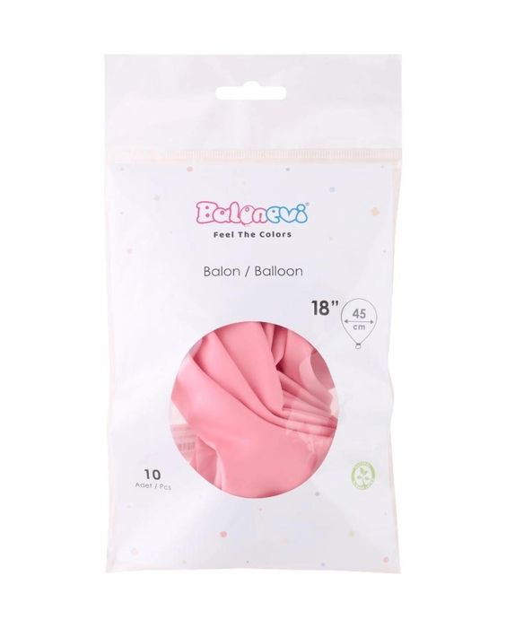 Balony lateksowe Pastel różowe 45cm 10szt GoParty oprawa: folia