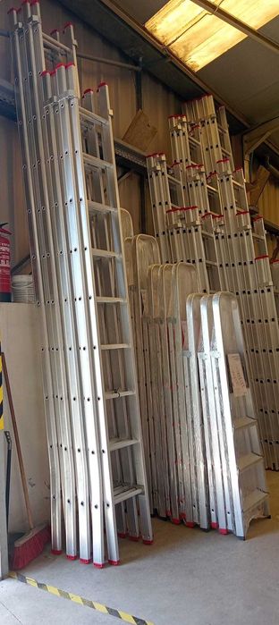 Escada Tripla Alumínio 4m (10m Úteis) Degrau Redondo Nova - Fábrica