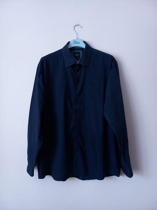 Elegancka granatowa koszula męska | r. 3XL (45/46) | 100% bawełna