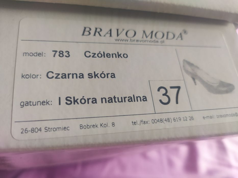 Szpilki/czółenka skórzane czarne BravoModa, rozm. 37