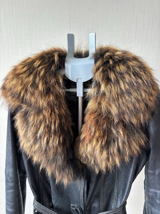 Шкіряна дублянка Stella Rossa з натуральним хутром писця демісезонна