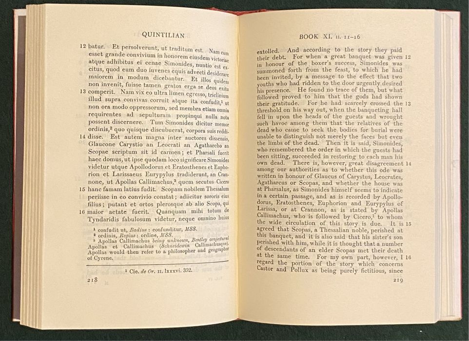 A Instituição Oratória de Quintiliano em quatro volumes