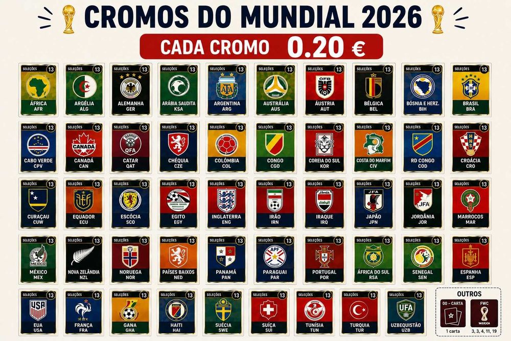 Cromos mundial 2026 da Panini - 0.20 euros cada cromo