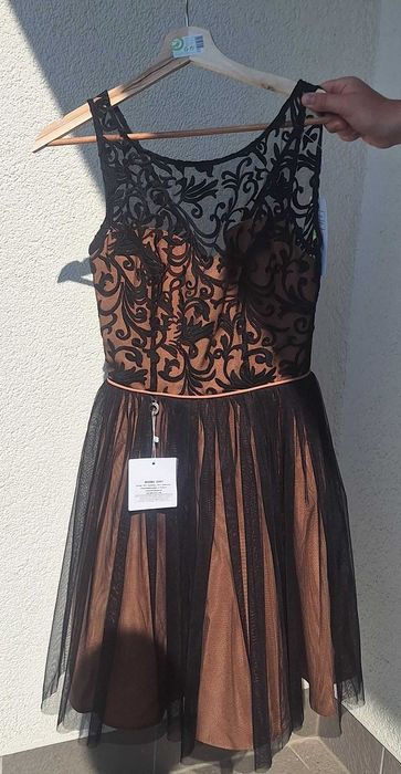 Sukienka czarno-beżowa 34 XS Boriva butik Lalala nowa