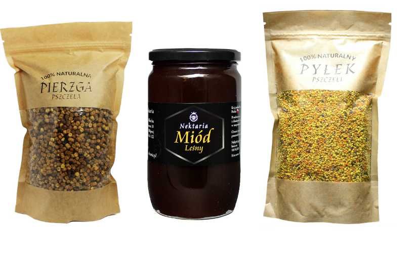 Pierzga pszczela 500g+pyłek 500g+miód leśny 1kg