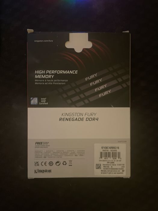 Ramy DDR4 16gb (2x8gb) 3600MT/S CL16 KINGSTON FURY RENEGADE