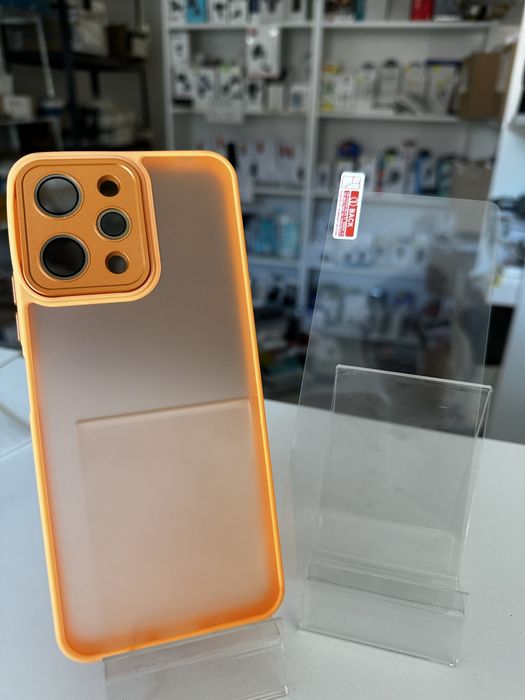 Szkło hartowane + etui pomarańczowe do XIAOMI REDMI 12 4G/12 5G