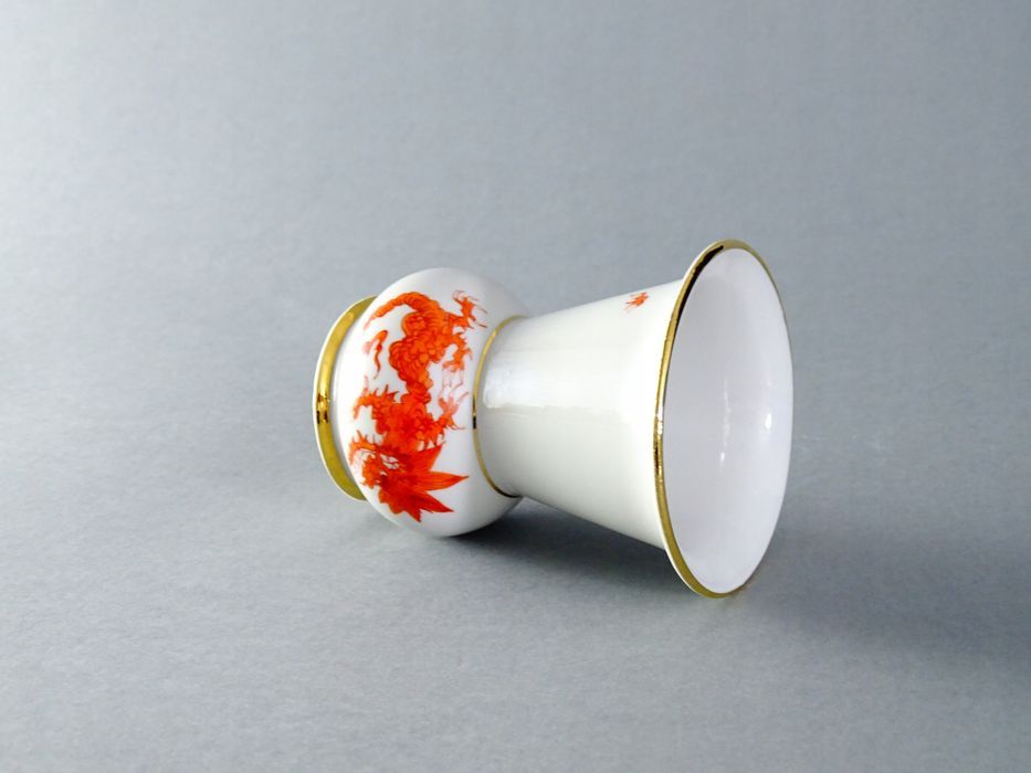 wazonik porcelanowy saksonia czerwony chiński smok