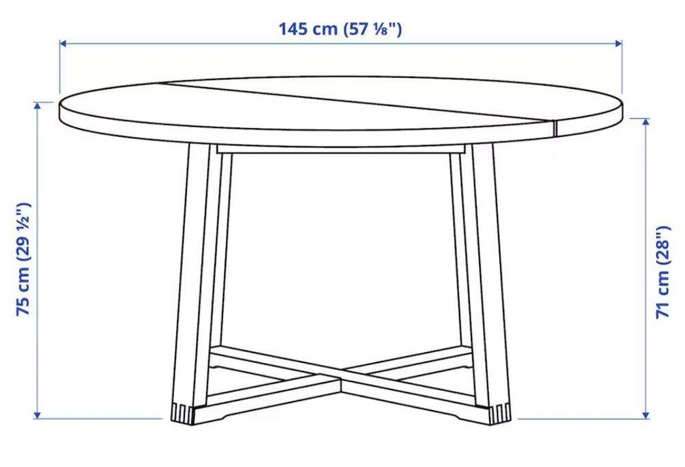 Mesa redonda 145cm diam, chapa de carvalho (Morbylanga)