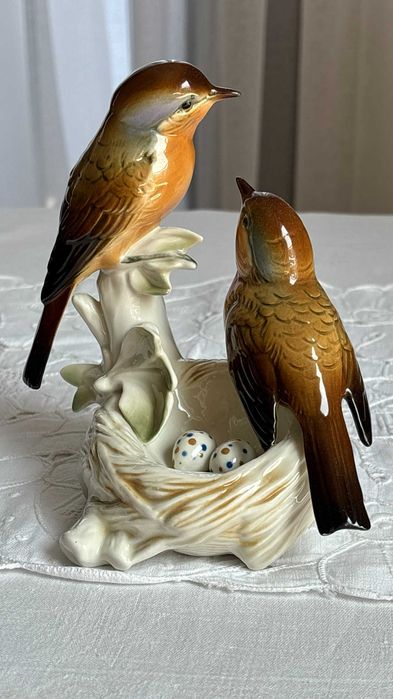 Karl Ens rzadka figurka ptaki gniazdo porcelana 7499