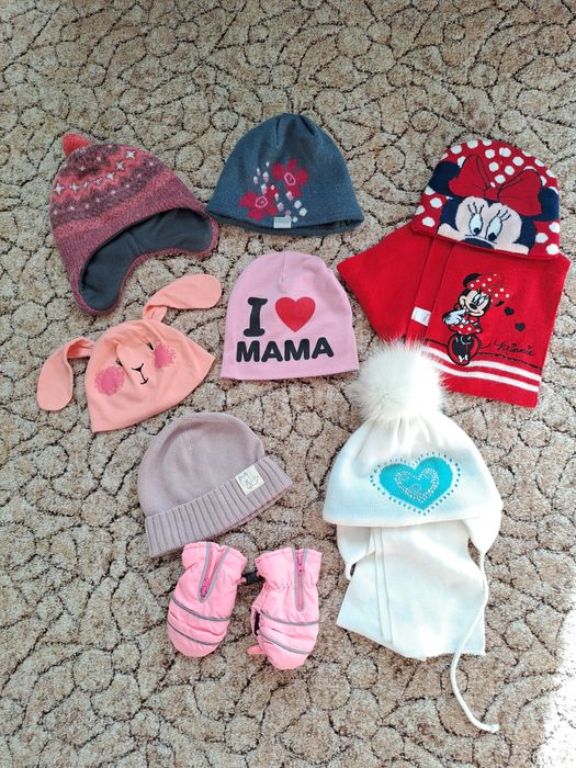 Шапка плюс шарф комплект зима 1.5 - 3 года 46 48