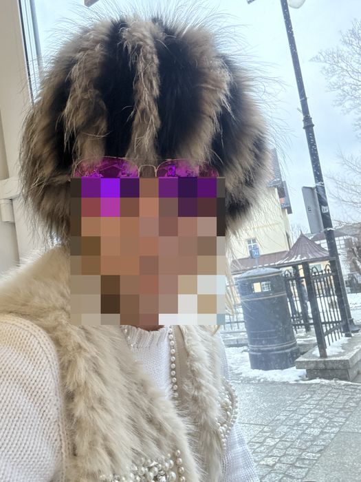 Czapka  lis naturalna