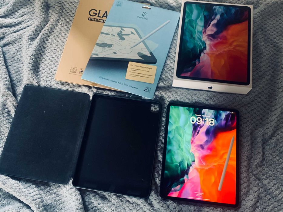 iPad Pro 12,9" (4 gen) 128GB + Apple Pencil, etui, 2x szkła - stan idealny