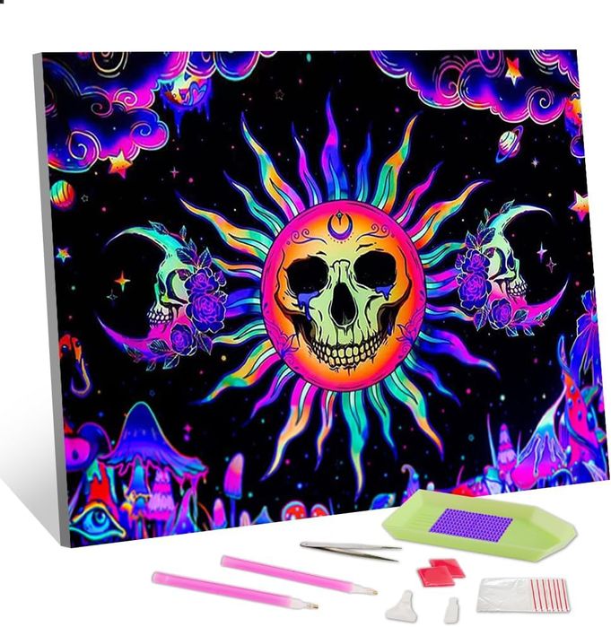 Haft Diamentowy 5D Malowanie Diamentami Czaszka 30x40 cm