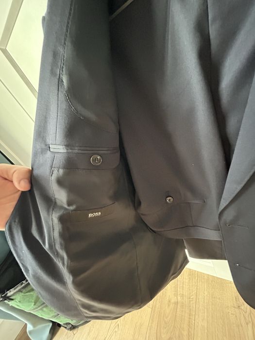 Garnitur BOSS M/L wełna Set marynarka 40E spodnie 32R