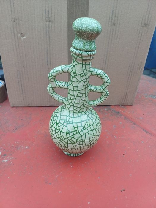 Wazon wazonik reflex mozaika zielony PRL ceramika porcelana unikat