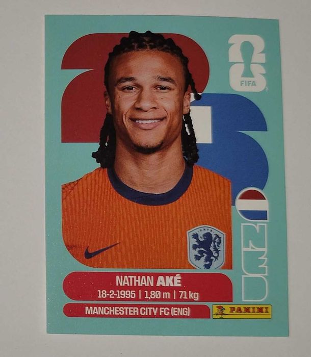 Nathan Ake NED 7 Holandia Naklejka Panini FIFA World Cup 2026