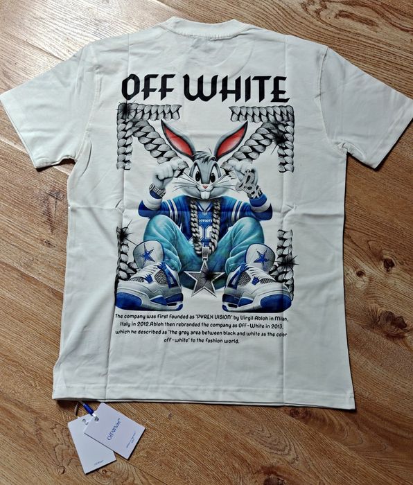 T-shirt męski Off-White ecru kremowy nowy M