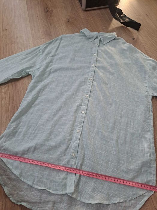 Koszula damska Stradivarius M miętowa, bawełniana, oversize